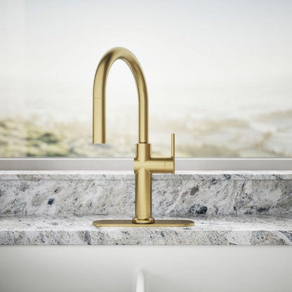 KOHLER K-22974-RT2 Crue Touchless Pull-down Kitchen Sink Faucet with Three-function Sprayhead, Vibrant Brushed Moderne Brass 