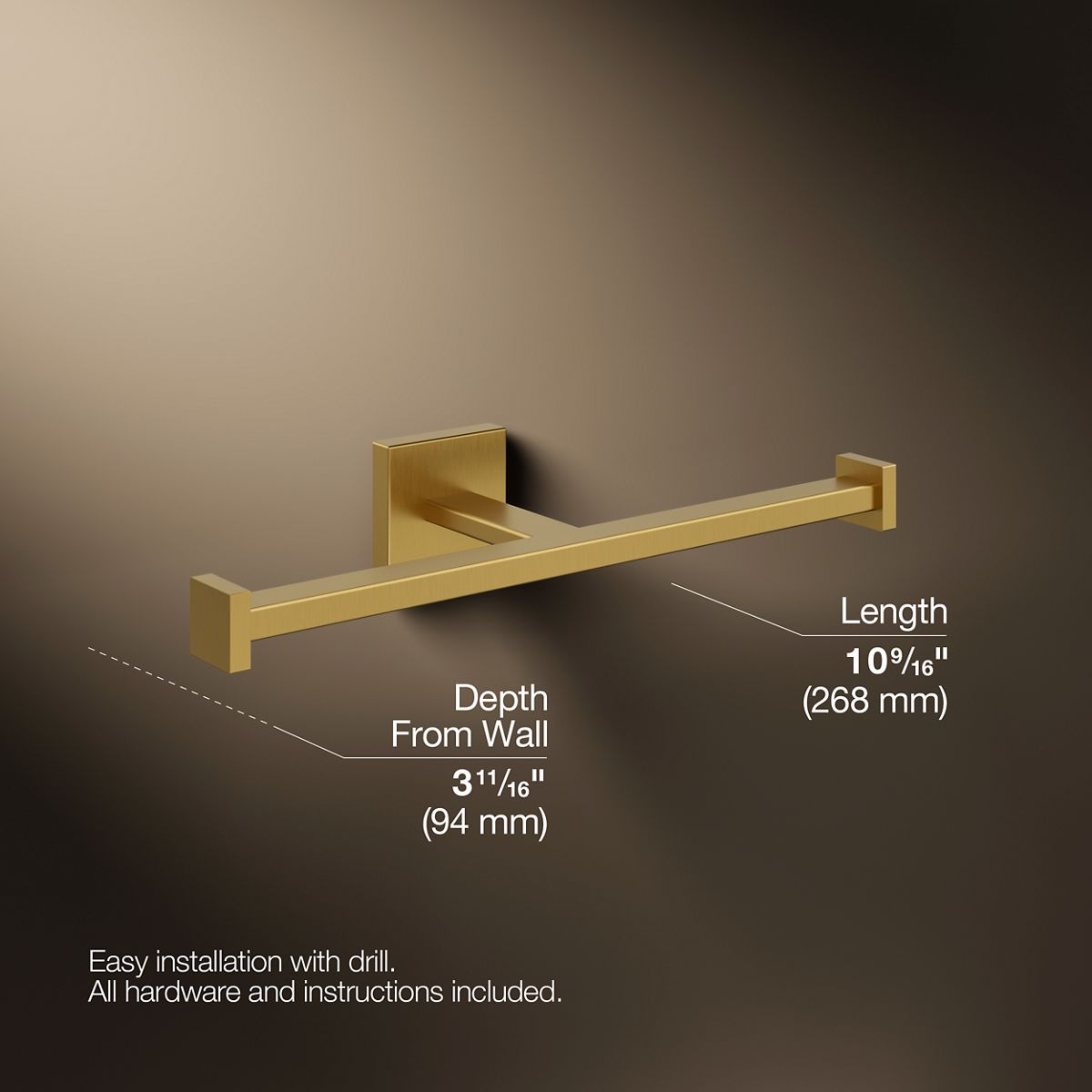 KOHLER K-23288 Square Double toilet paper holder