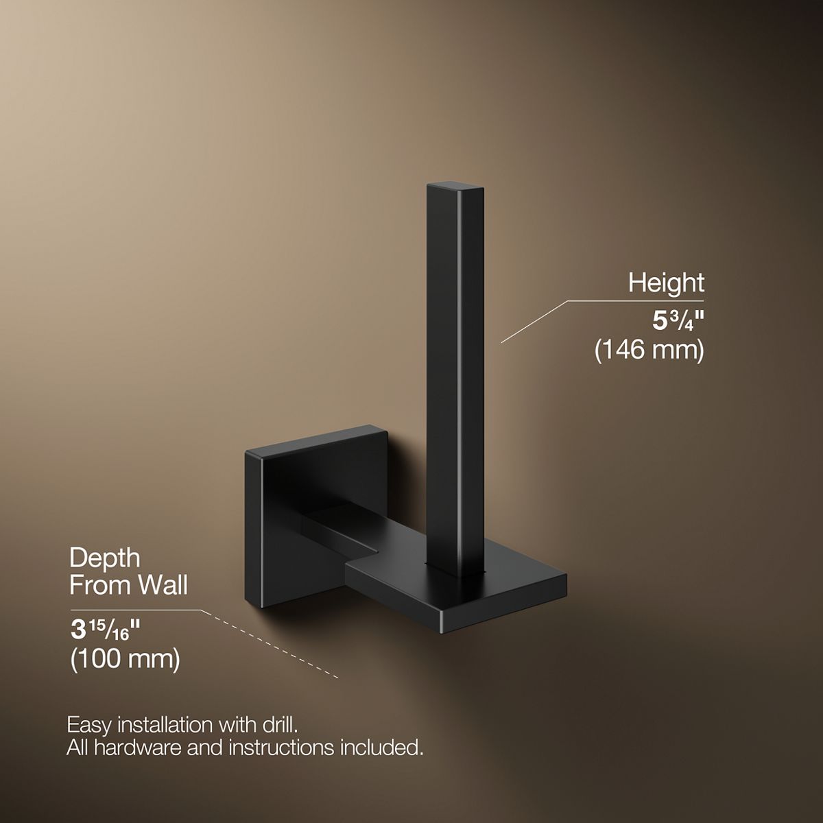 KOHLER K-23289 Square Vertical toilet paper holder