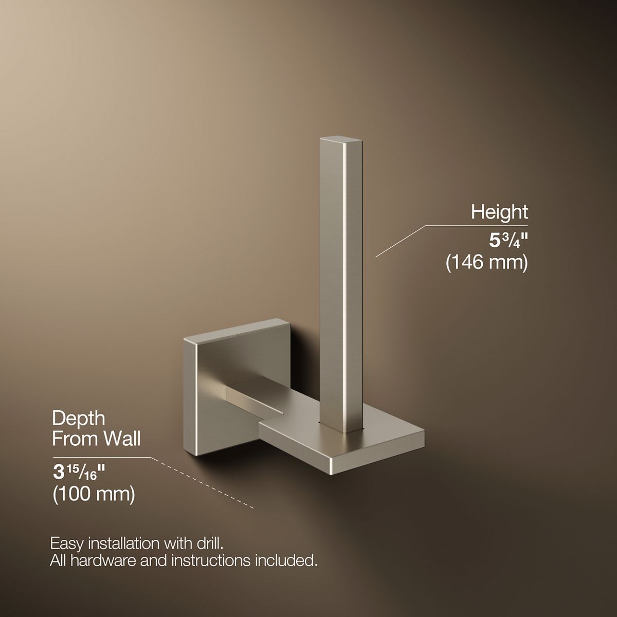 KOHLER K-23289 Square Vertical toilet paper holder