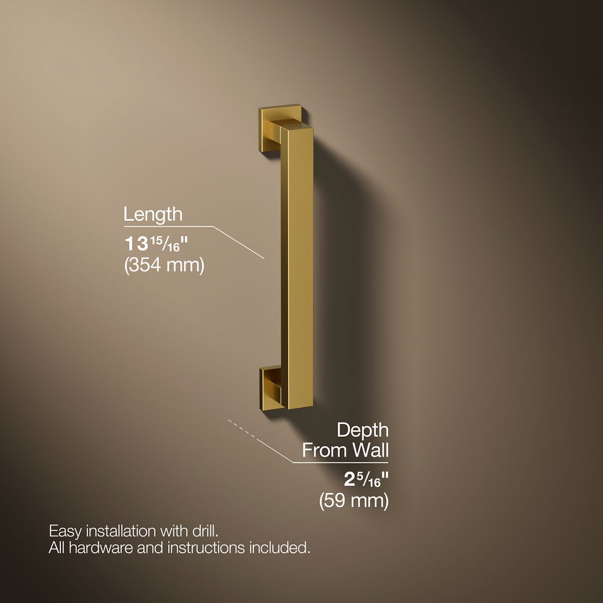 3/4 view of product with dimensions