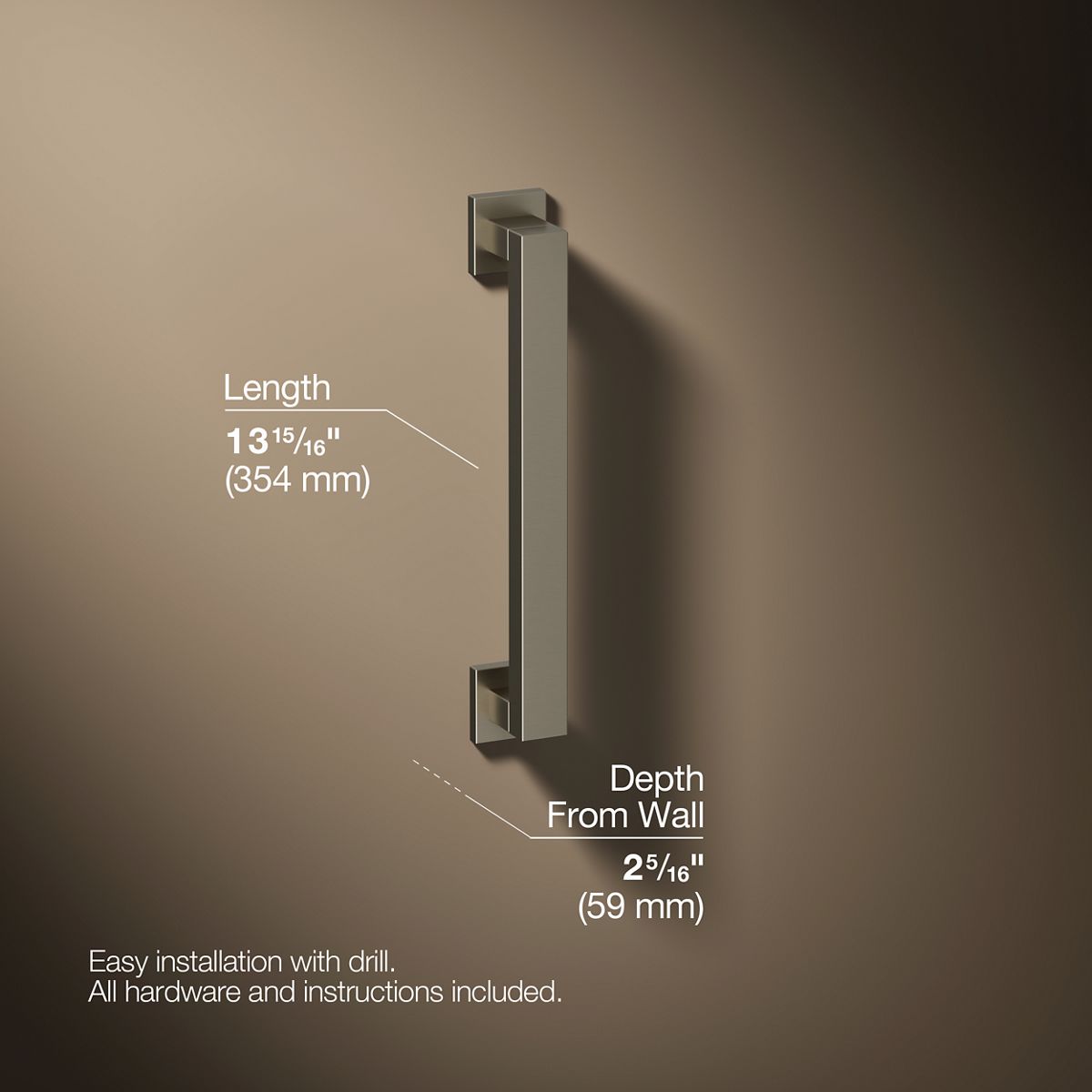 3/4 view of product with dimensions