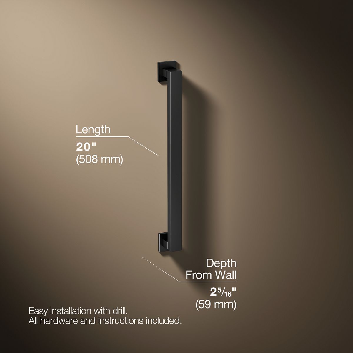 3/4 view of product with dimensions