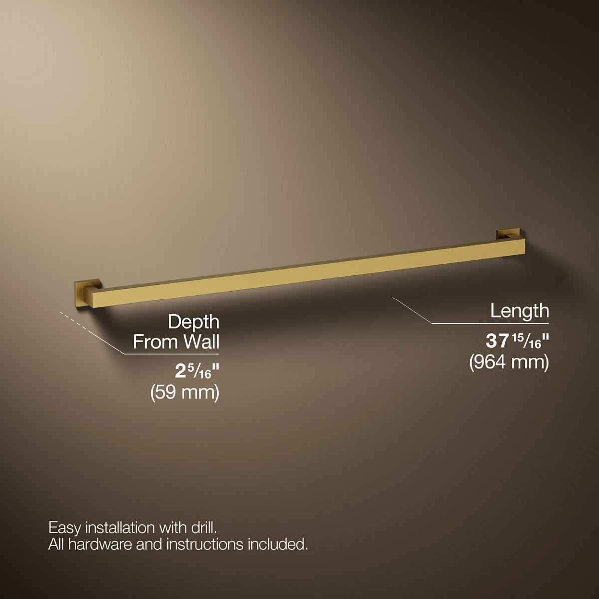 3/4 view of product with dimensions