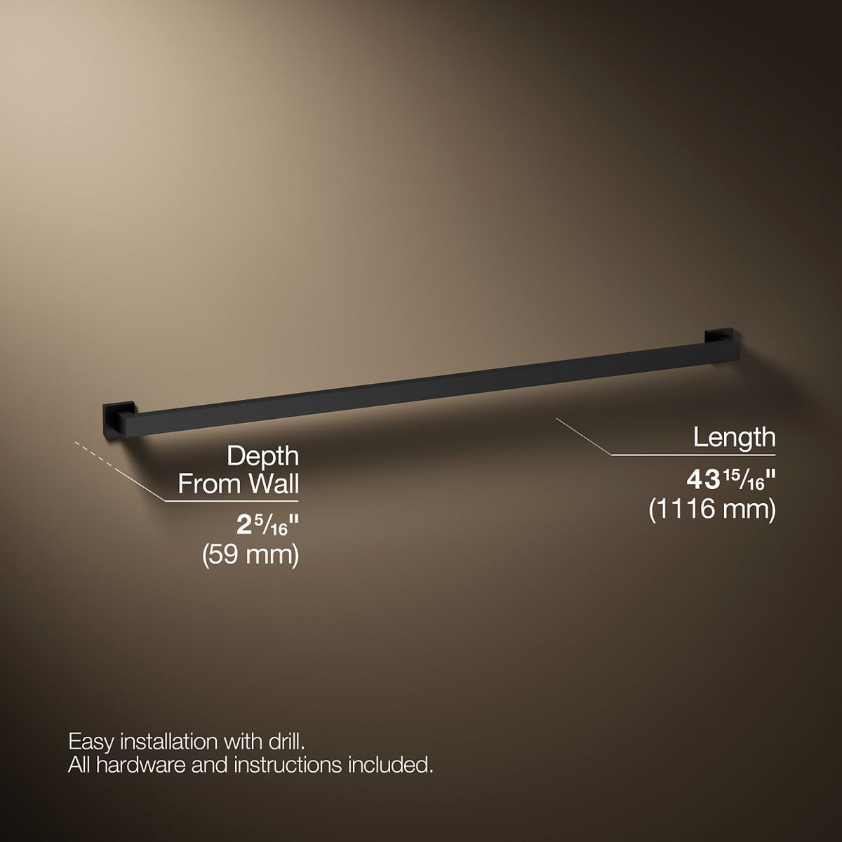 3/4 view of product with dimensions