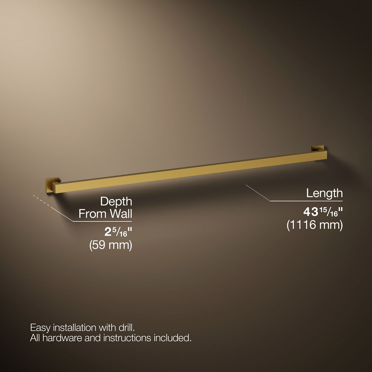 3/4 view of product with dimensions