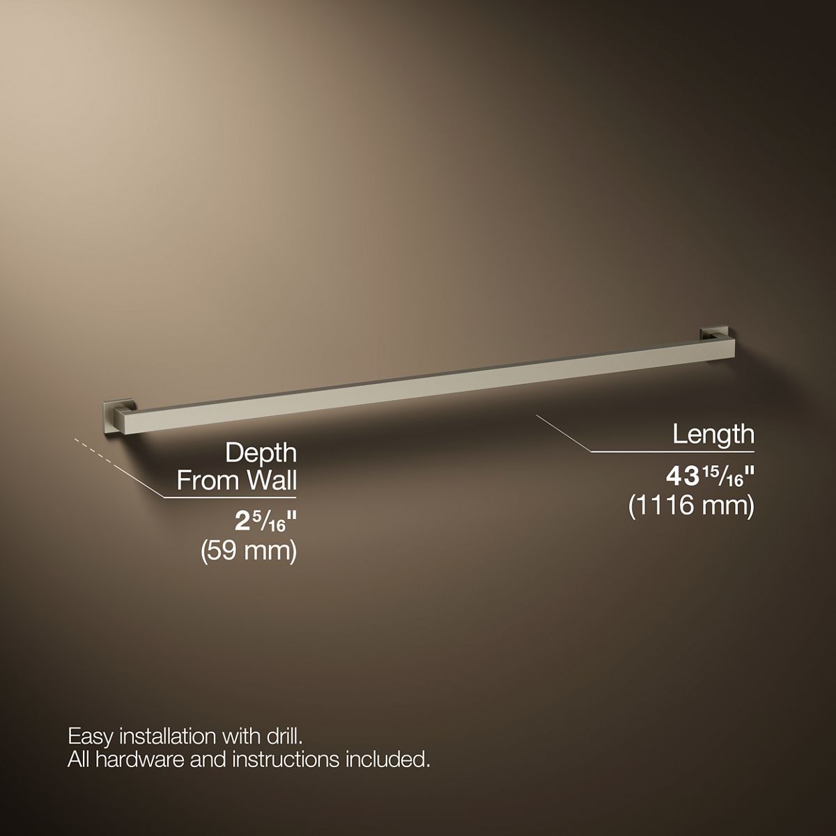 3/4 view of product with dimensions