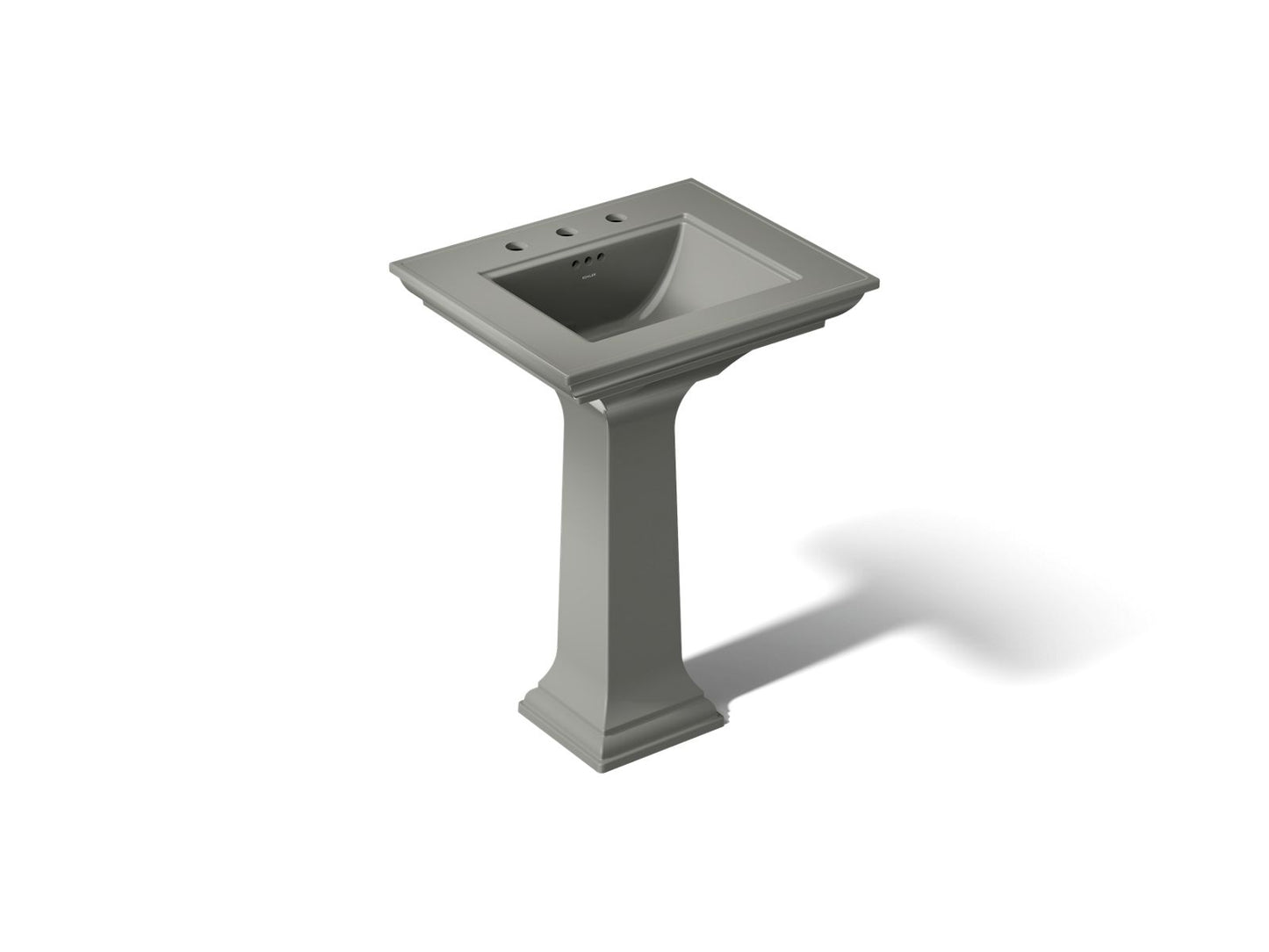 KOHLER K-2344-8 Memoirs Stately 25" Rectangular Pedestal Bathroom Sink, Thunder Grey - 3/4 view of product
