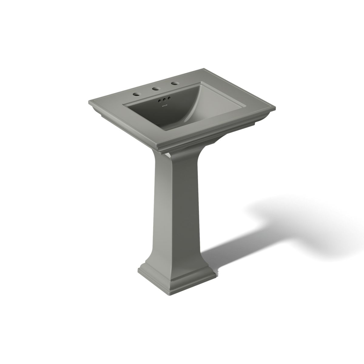 KOHLER K-2344-8 Memoirs Stately 25" Rectangular Pedestal Bathroom Sink, Thunder Grey - 3/4 view of product