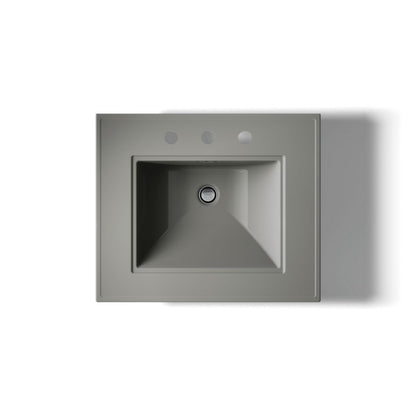 KOHLER K-2344-8 Memoirs Stately 25" Rectangular Pedestal Bathroom Sink, Thunder Grey - top view of product