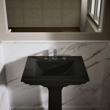 KOHLER Memoirs Stately Pedestal Sink Combination with 8" Widespread in White (K-2344-8-0) - Black Black