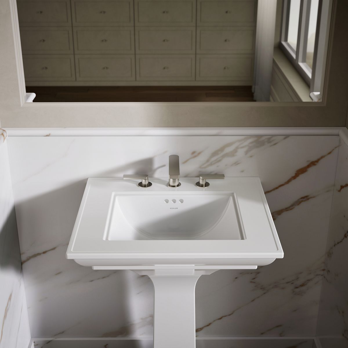 KOHLER Memoirs Stately Pedestal Sink Combination with 8" Widespread in White (K-2344-8-0) - White