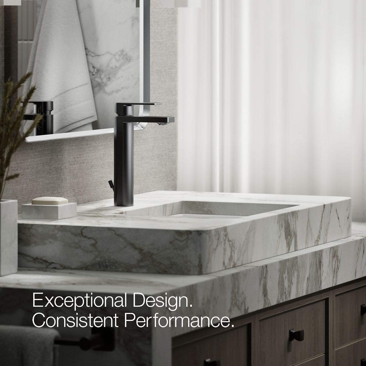 KOHLER K-23475-4N Parallel Tall single-handle bathroom sink faucet, 0.5 gpm