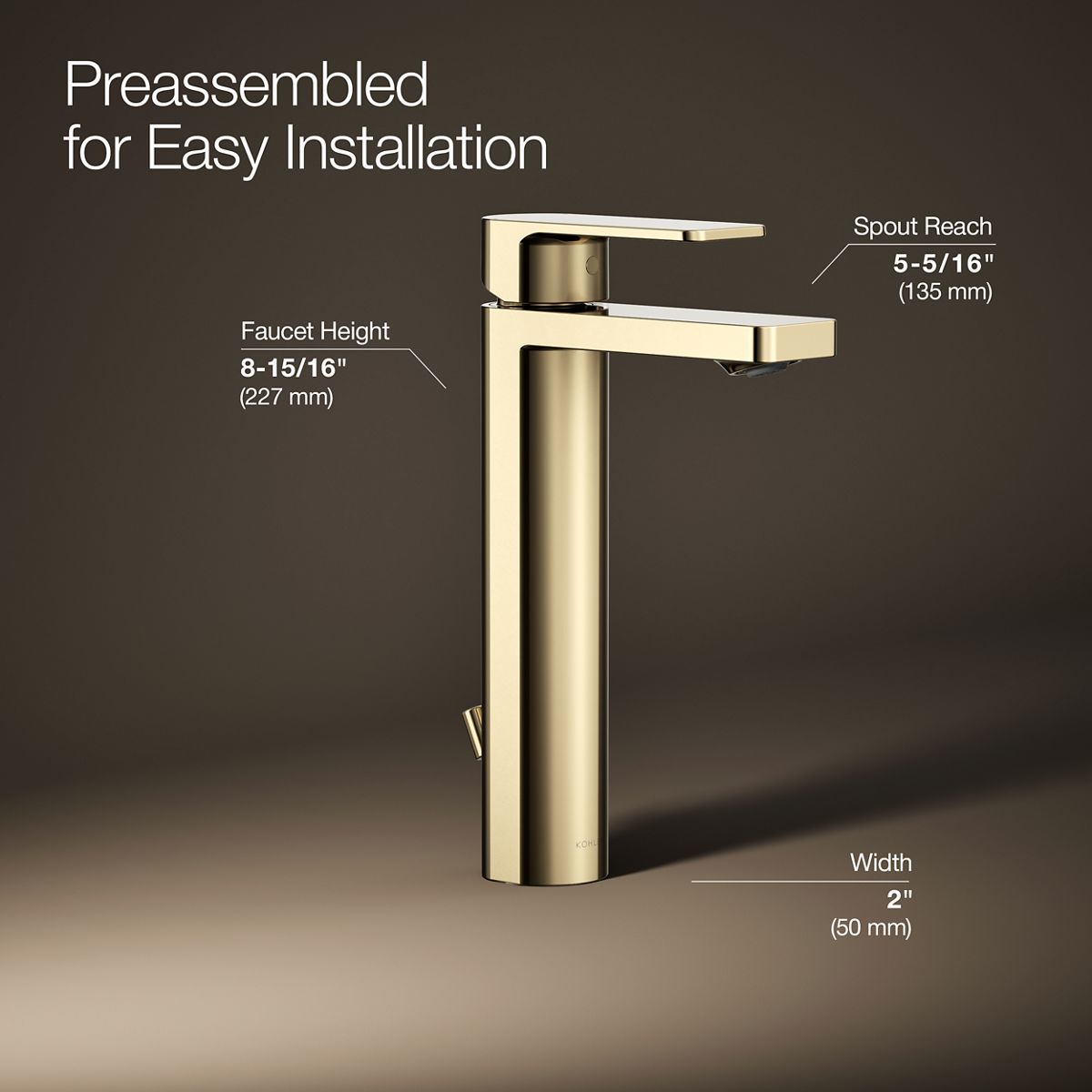 KOHLER K-23475-4N Parallel Tall single-handle bathroom sink faucet, 0.5 gpm