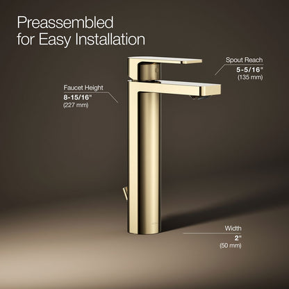 KOHLER K-23475-4N Parallel Tall single-handle bathroom sink faucet, 0.5 gpm