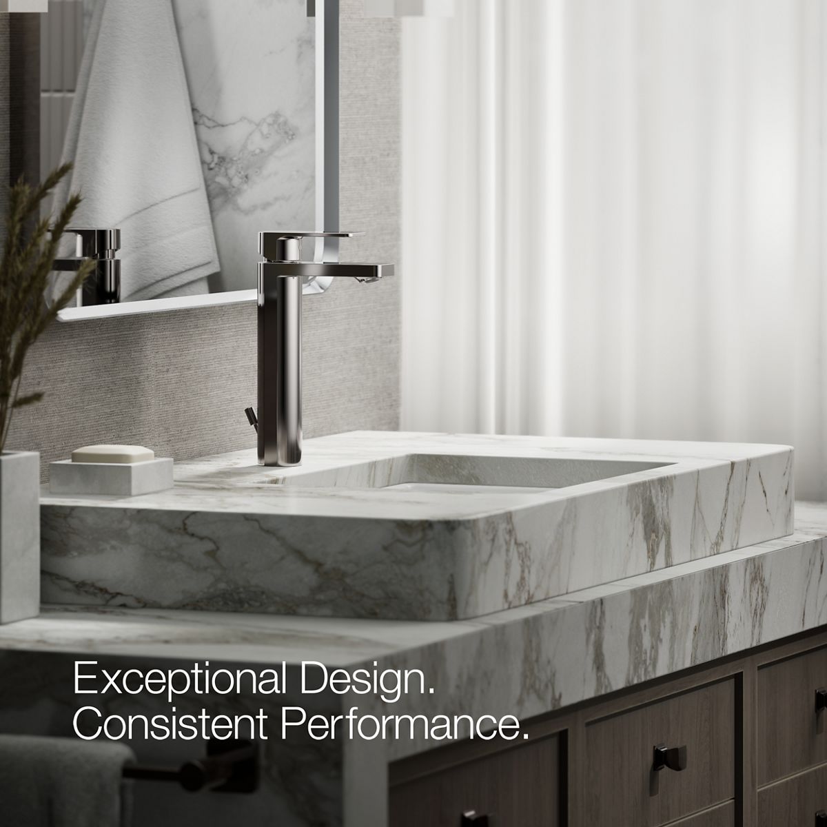 KOHLER K-23475-4N Parallel Tall single-handle bathroom sink faucet, 0.5 gpm