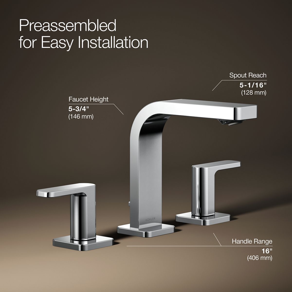 KOHLER K-23484-4N Parallel Widespread bathroom sink faucet, 0.5 gpm