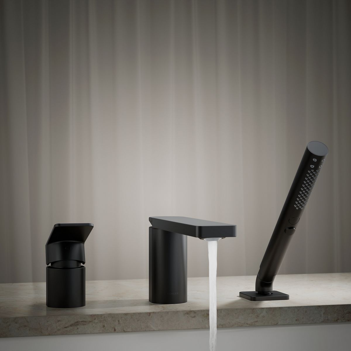 KOHLER K-23488-4 Parallel Deck-mount bath faucet with handshower