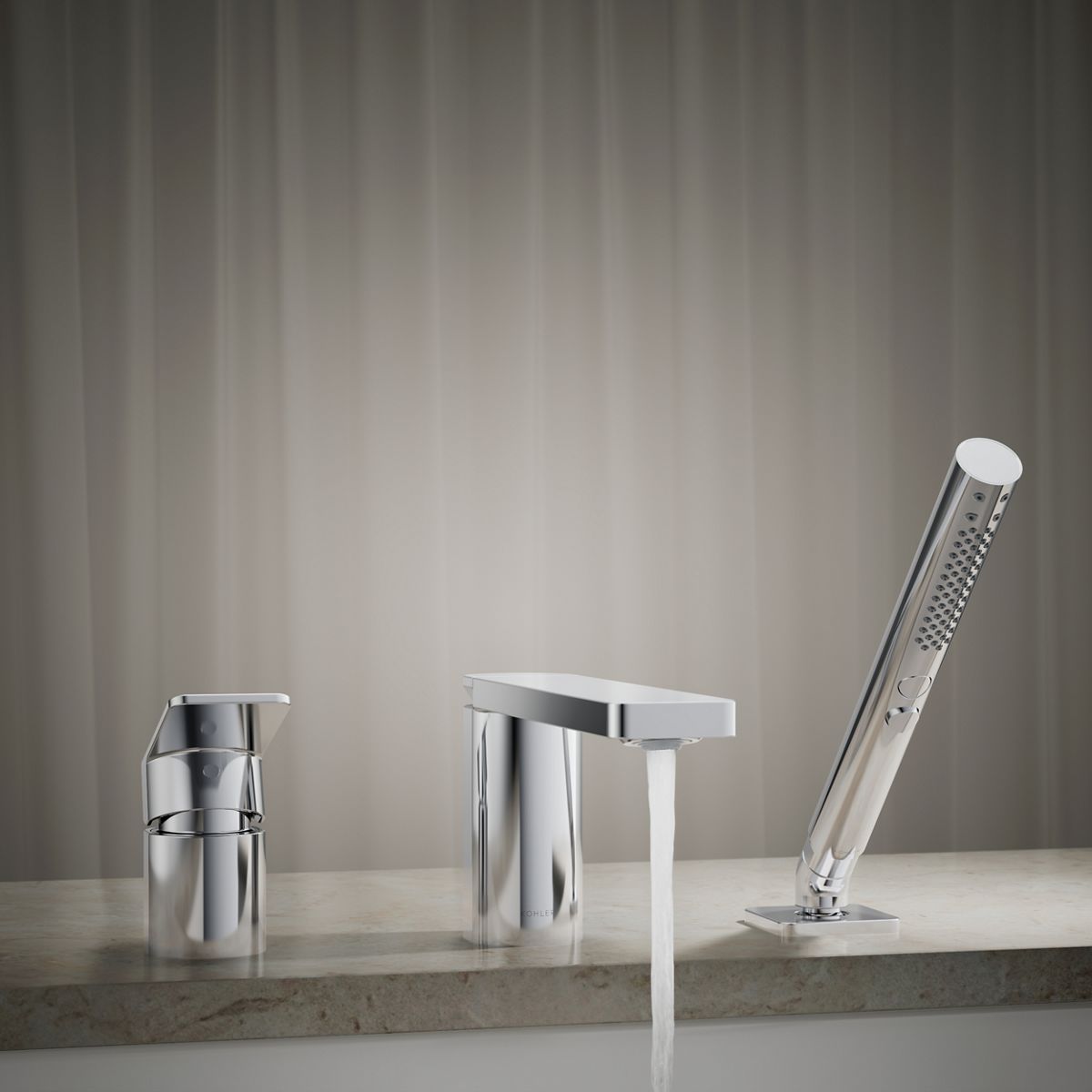 KOHLER K-23488-4 Parallel Deck-mount bath faucet with handshower