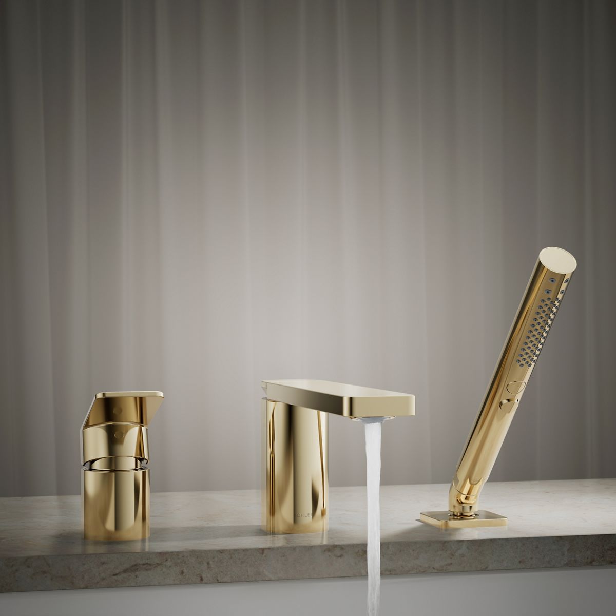 KOHLER K-23488-4 Parallel Deck-mount bath faucet with handshower