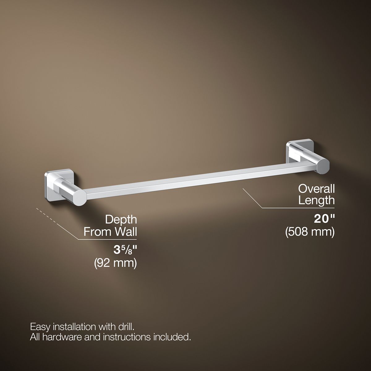 KOHLER K-23524 Parallel 18" towel bar