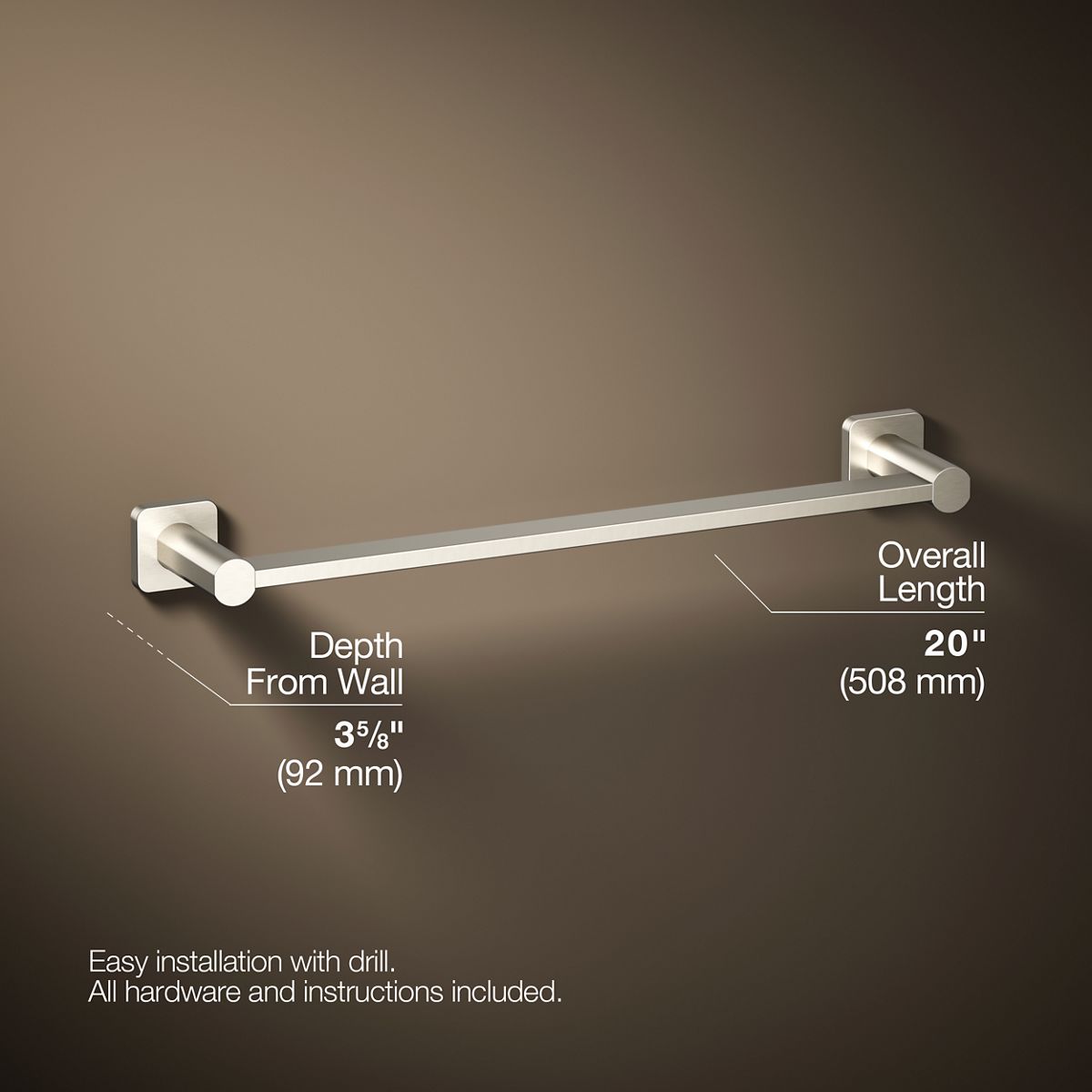 KOHLER K-23524 Parallel 18" towel bar