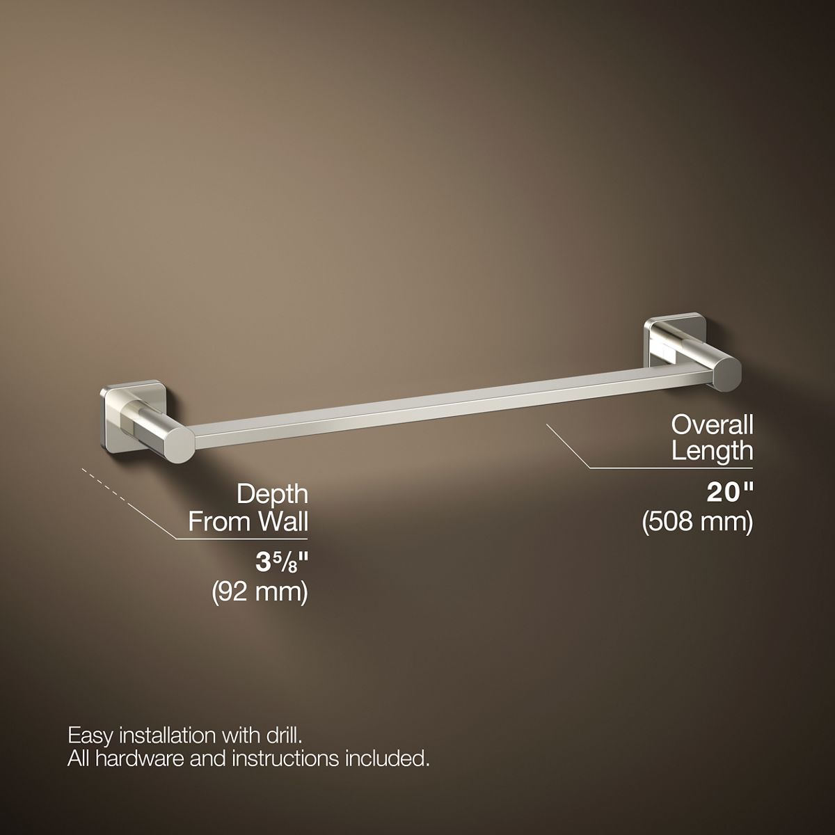 KOHLER K-23524 Parallel 18" towel bar