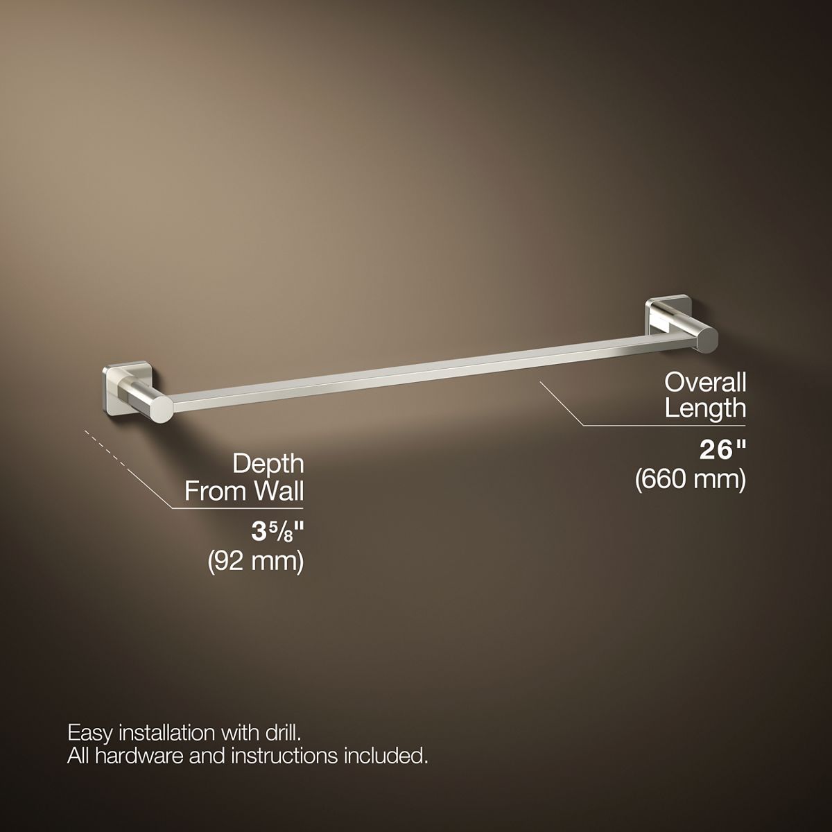 KOHLER K-23525 Parallel 24" towel bar