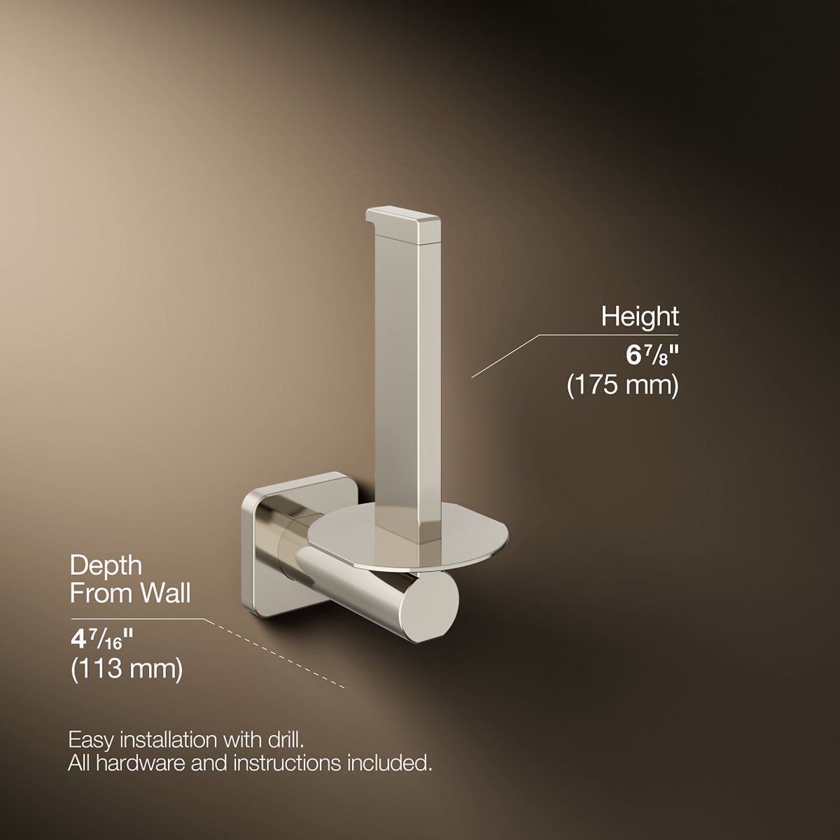 KOHLER K-23527 Parallel Vertical toilet paper holder