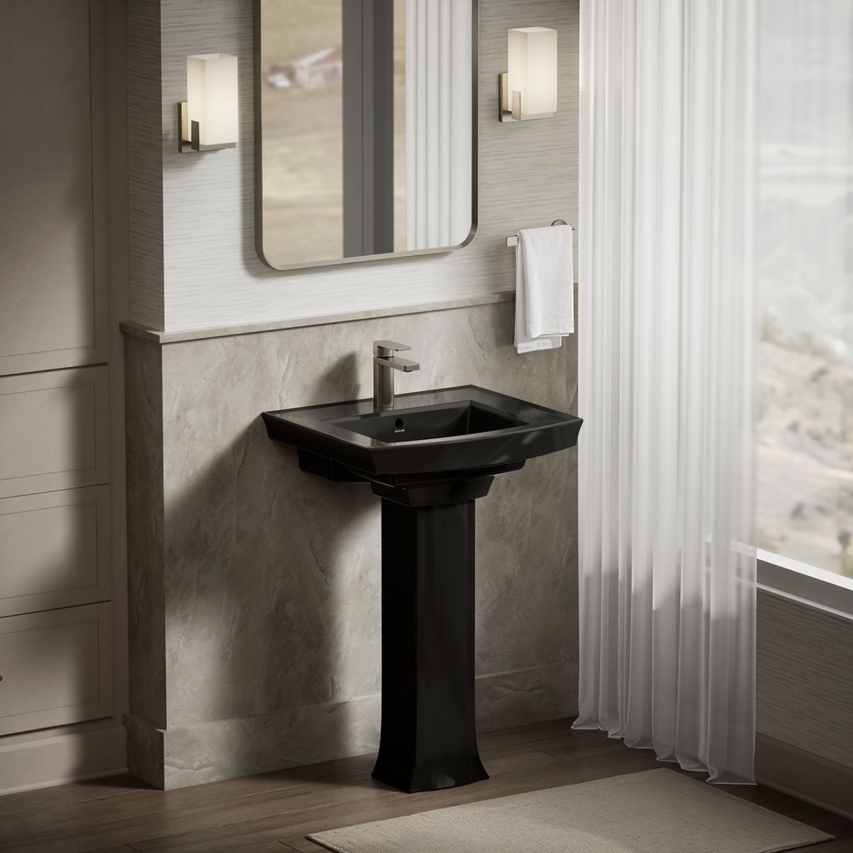 KOHLER Archer 24" rectangular pedestal bathroom sink