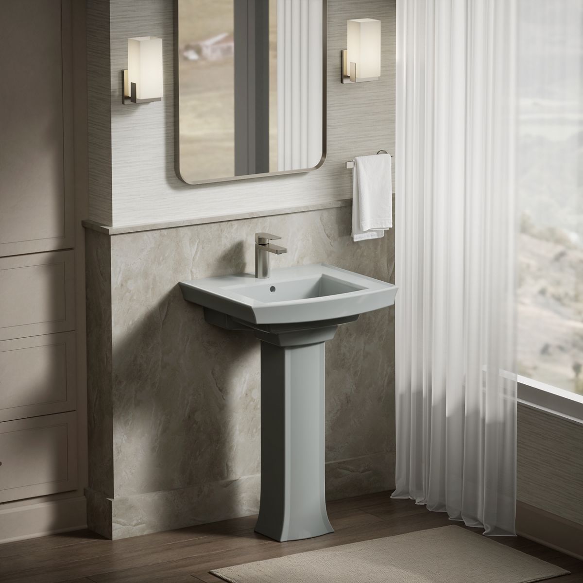 KOHLER Archer 24" rectangular pedestal bathroom sink