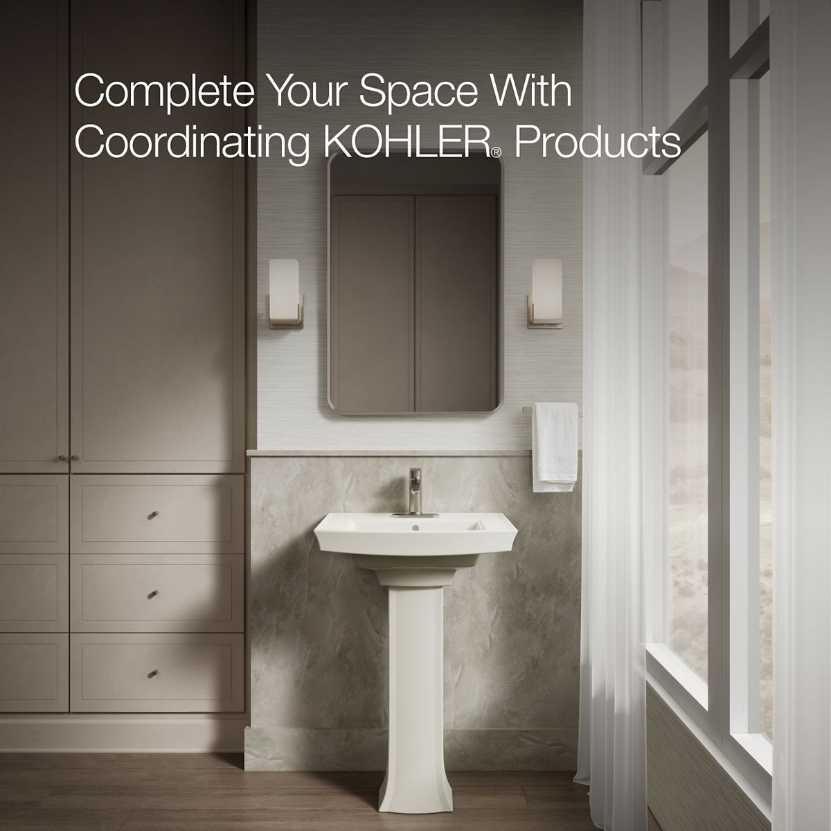 KOHLER Archer 24" rectangular pedestal bathroom sink