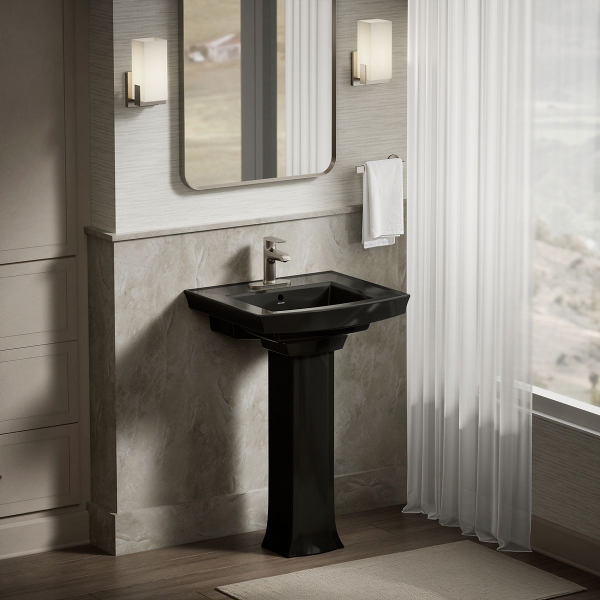 KOHLER Archer 24" rectangular pedestal bathroom sink