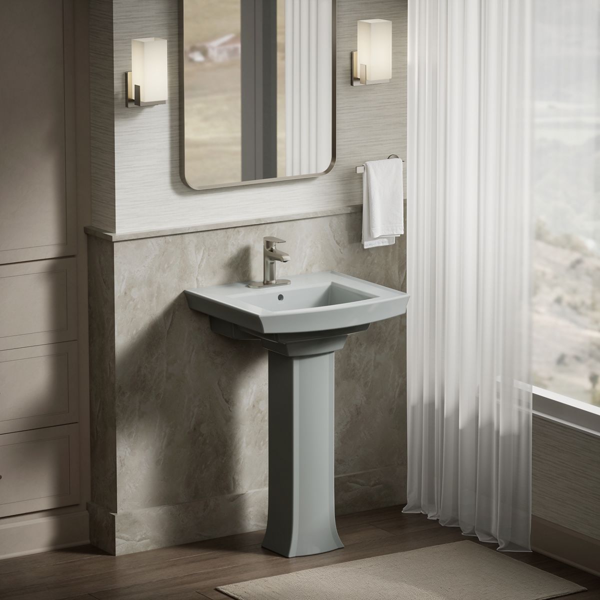 KOHLER Archer 24" rectangular pedestal bathroom sink