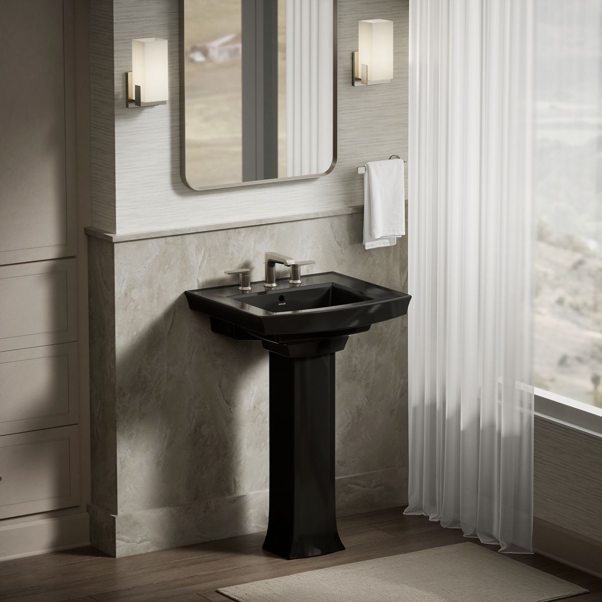 KOHLER Archer 24" rectangular pedestal bathroom sink