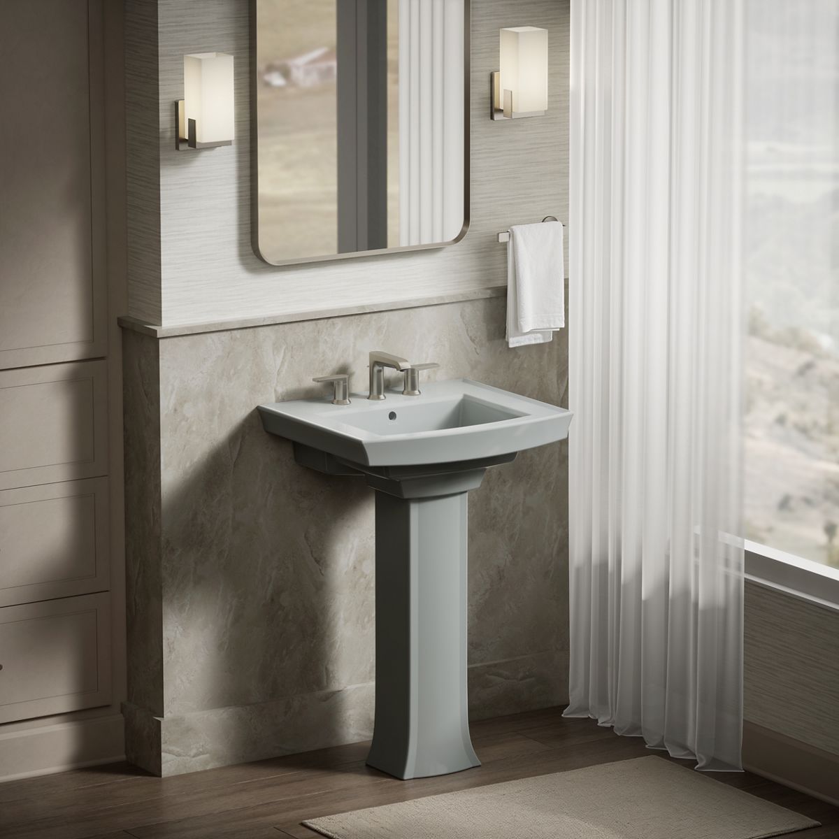 KOHLER Archer 24" rectangular pedestal bathroom sink