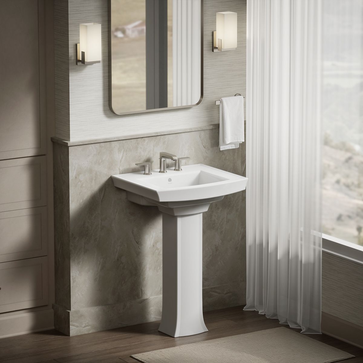 KOHLER Archer 24" rectangular pedestal bathroom sink