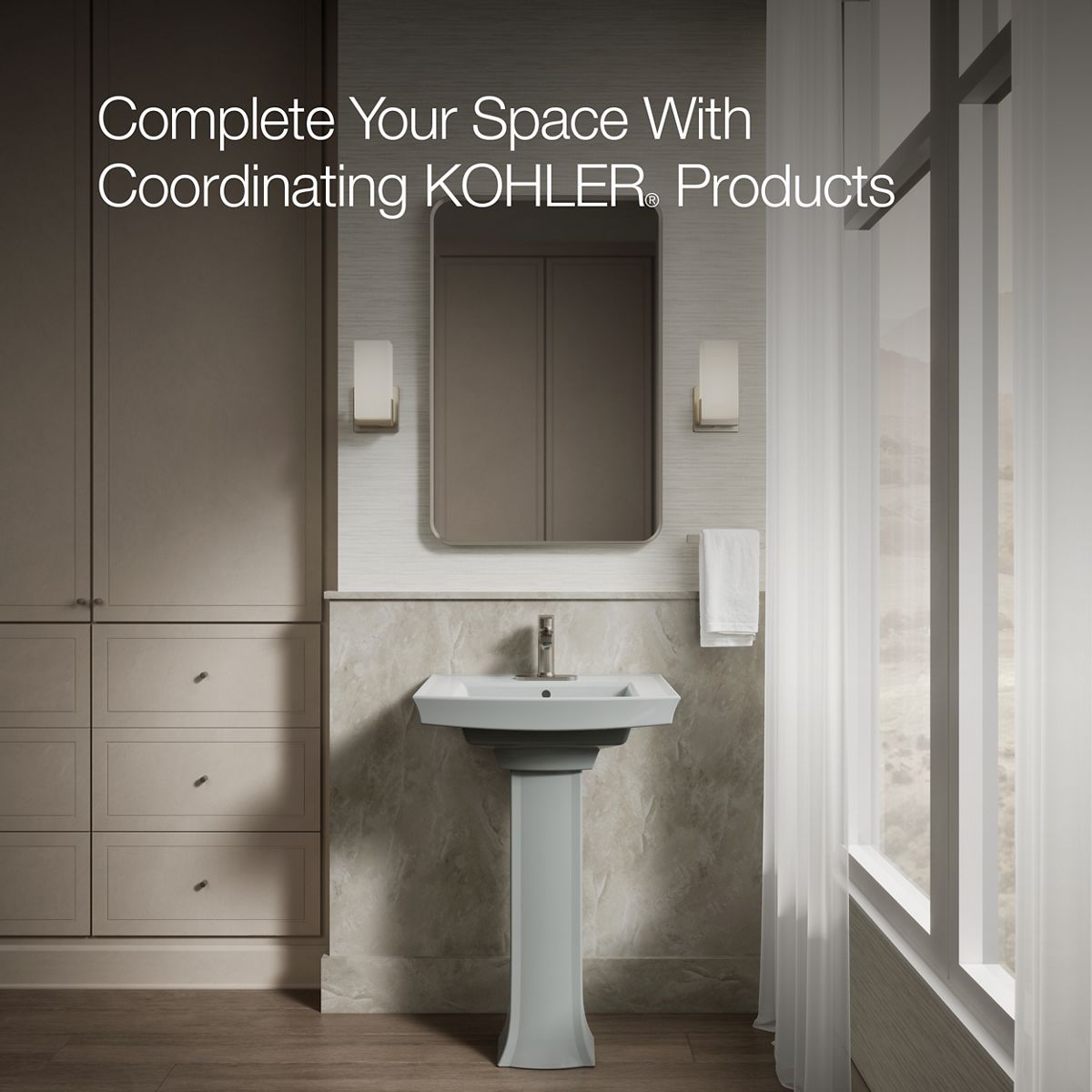 KOHLER 2359-4 Archer Pedestal bathroom sink with 4" centerset faucet holes