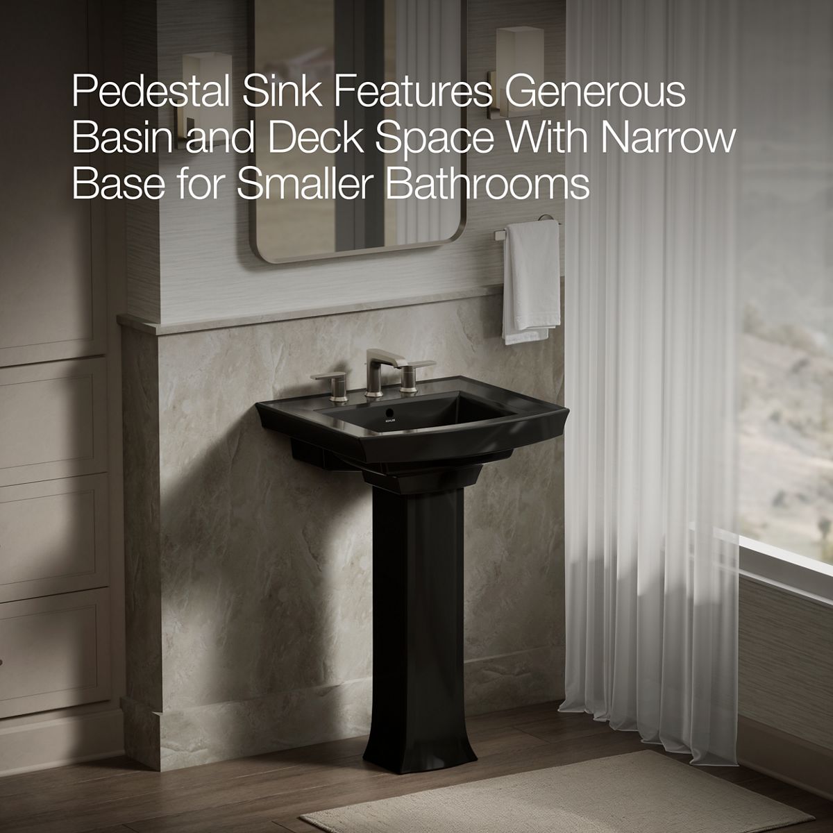 KOHLER 2359-8 Archer Pedestal bathroom sink with 8" widespread faucet holes