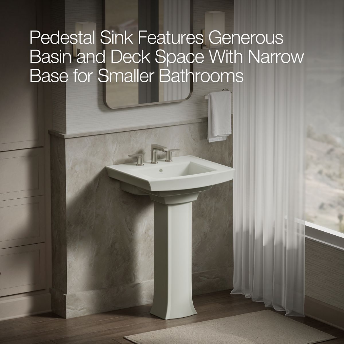 KOHLER 2359-8 Archer Pedestal bathroom sink with 8" widespread faucet holes