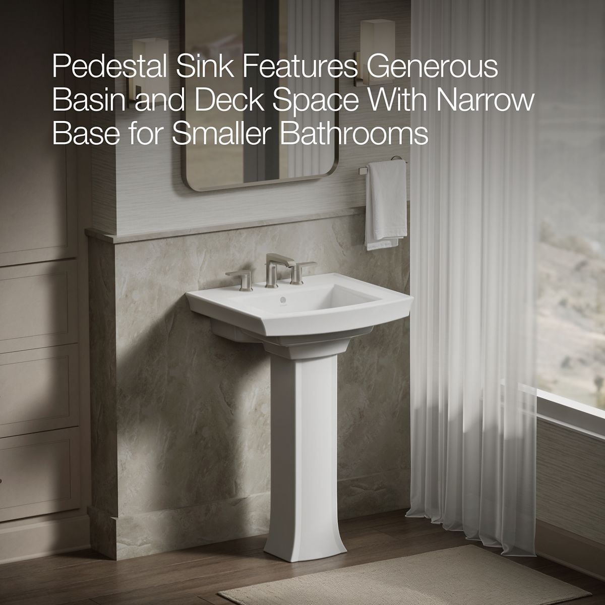 KOHLER 2359-8 Archer Pedestal bathroom sink with 8" widespread faucet holes