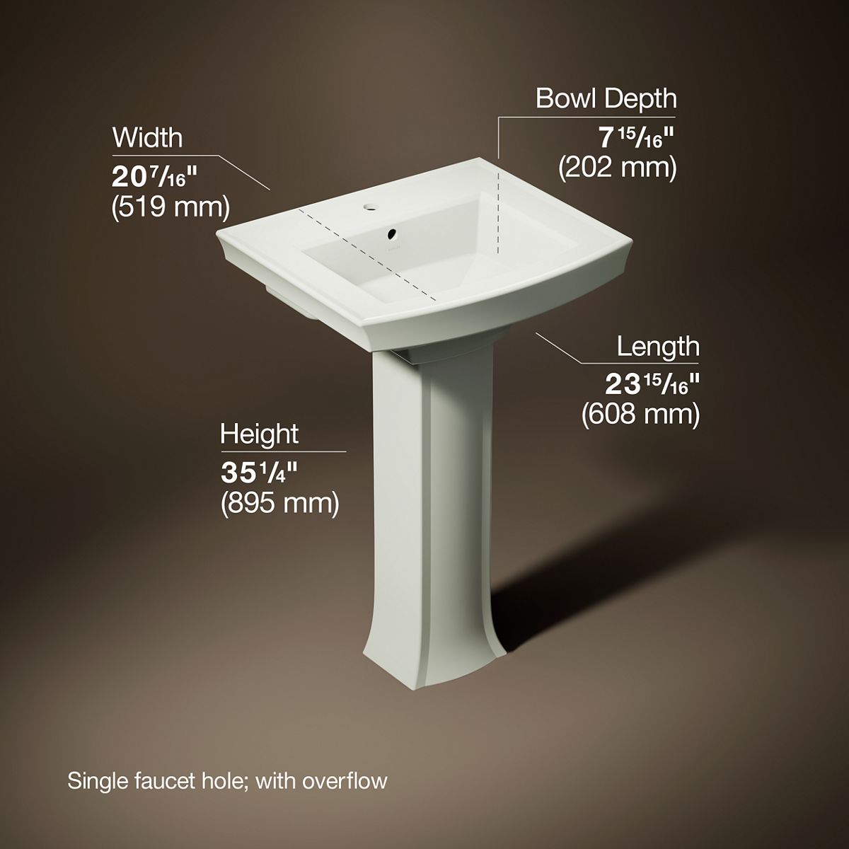 3/4 view of product with dimensions