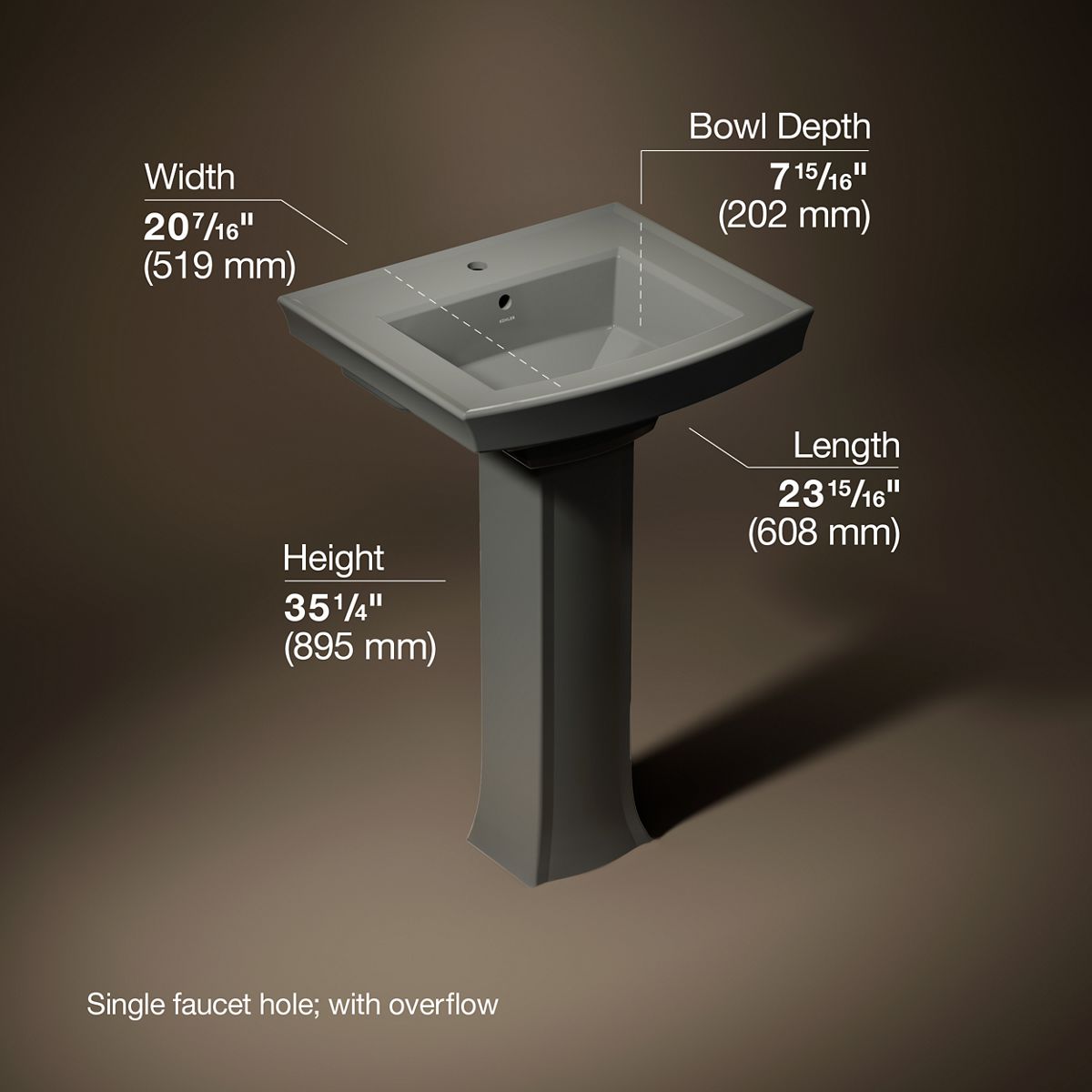 3/4 view of product with dimensions