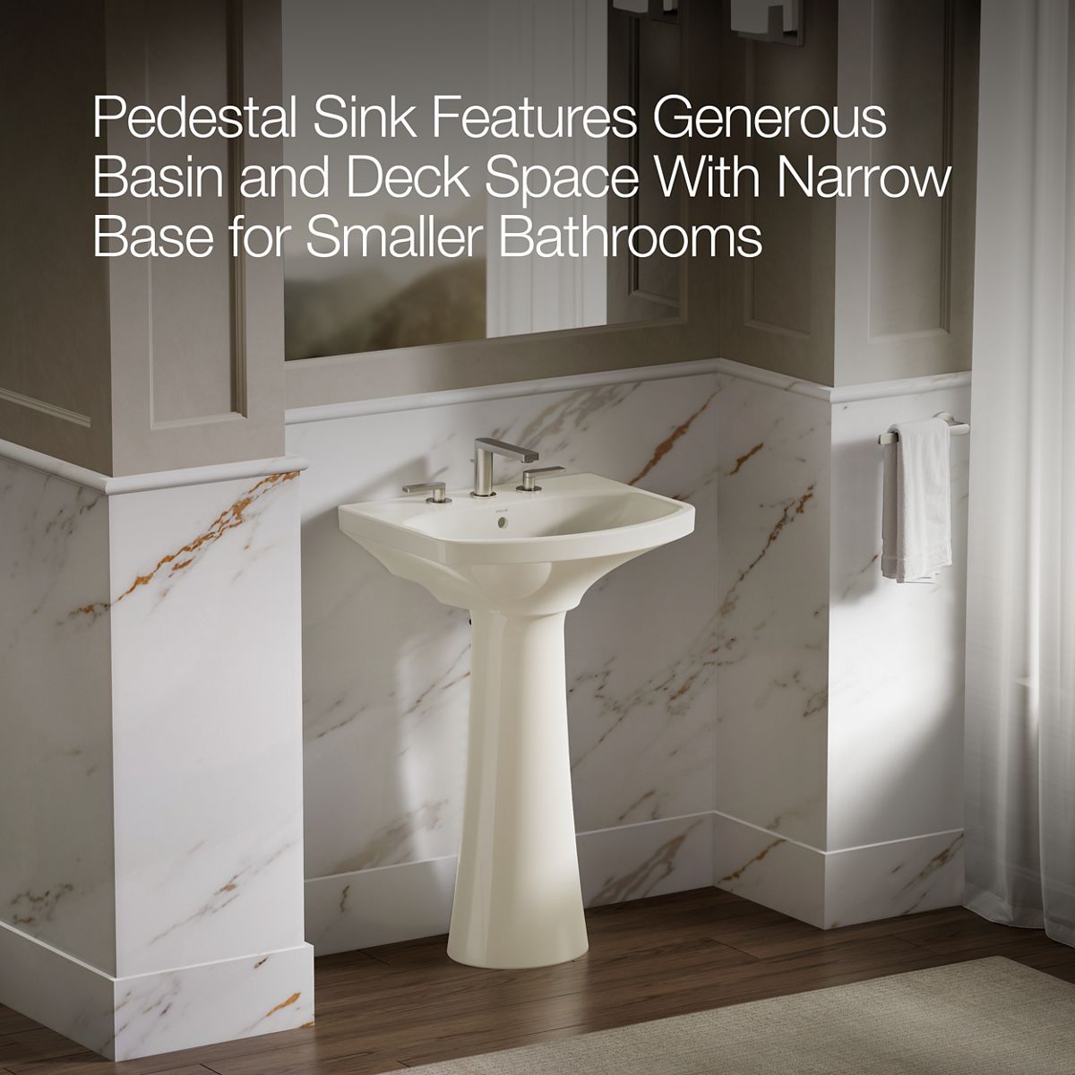 KOHLER 2362-8 Cimarron Pedestal bathroom sink with 8" widespread faucet holes