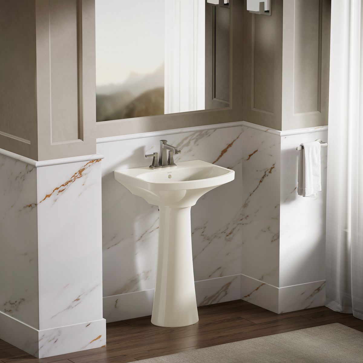 KOHLER Cimarron 22-3/4" rectangular pedestal bathroom sink