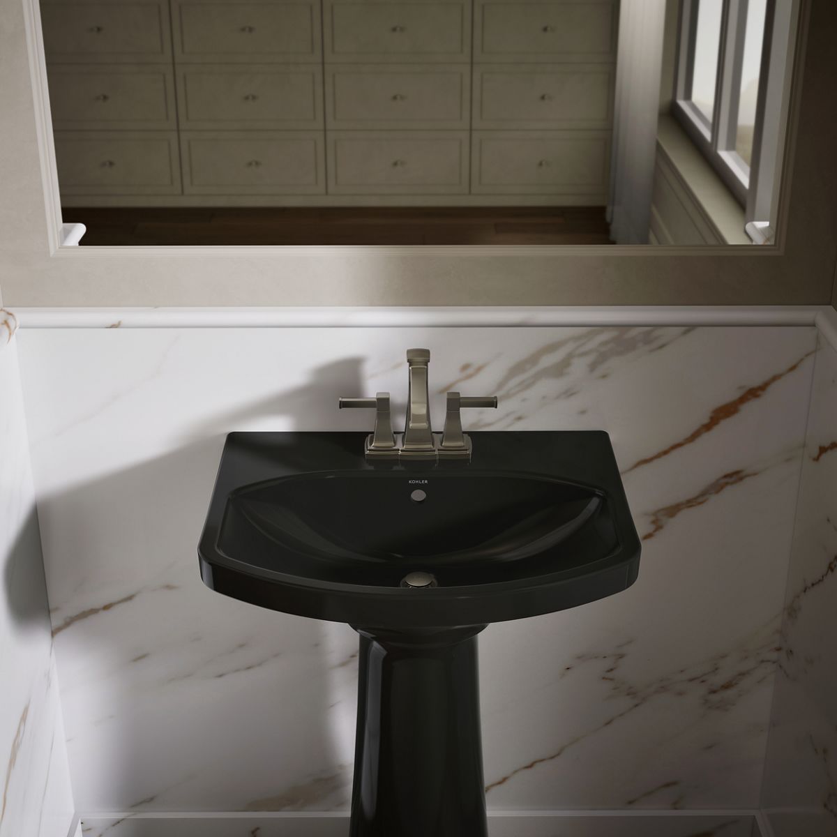 KOHLER Cimarron 22-3/4" rectangular pedestal bathroom sink