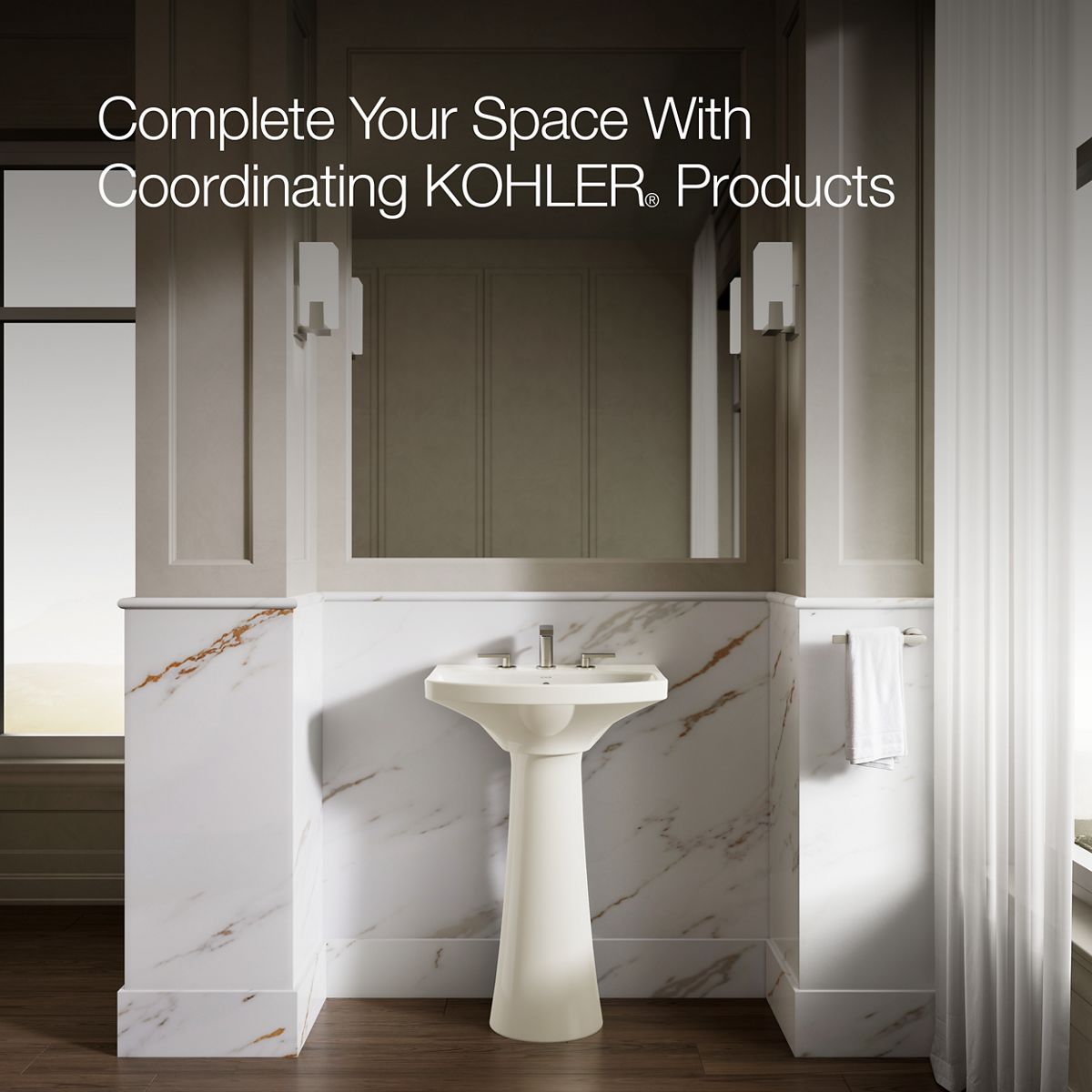 KOHLER Cimarron 22-3/4" rectangular pedestal bathroom sink