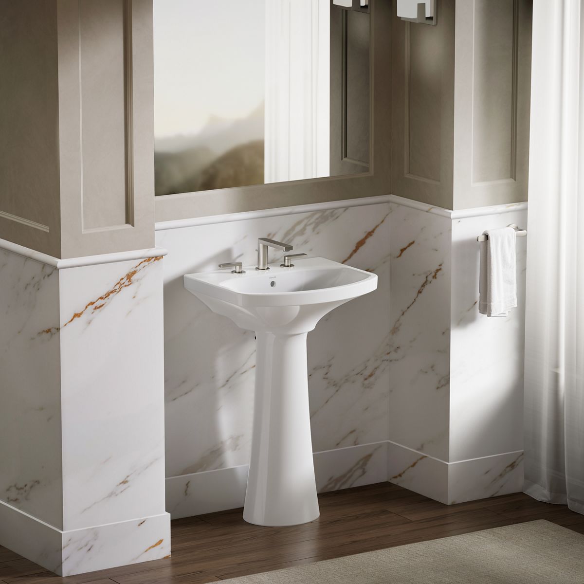 KOHLER Cimarron 22-3/4" rectangular pedestal bathroom sink