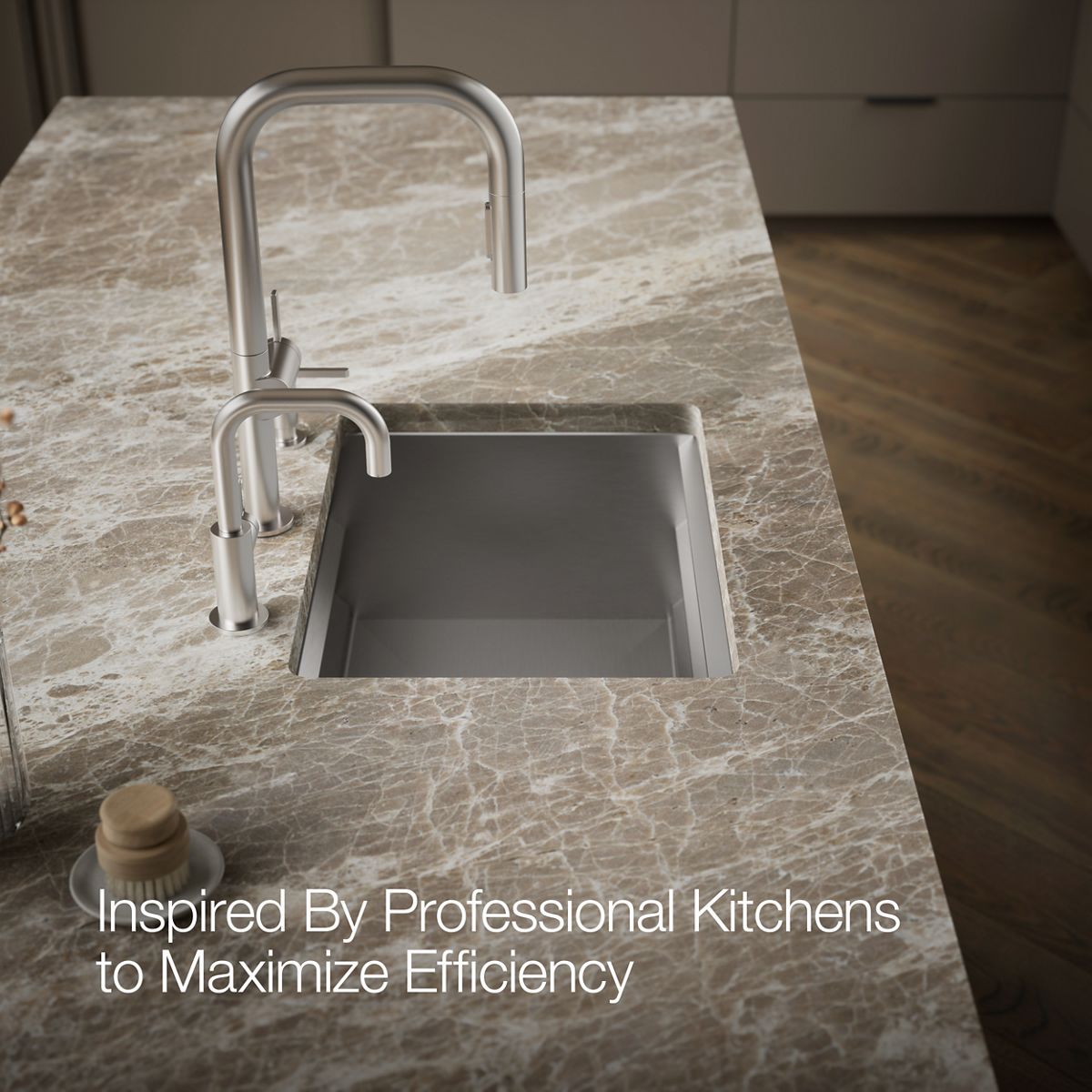 KOHLER K-23650 Prolific 23" undermount single-bowl workstation kitchen sink