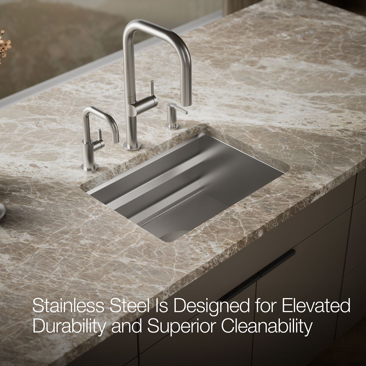 KOHLER K-23650 Prolific 23" undermount single-bowl workstation kitchen sink